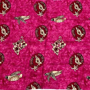 Beach Wrap Sarong Pareo Pink Hawaii Hibiscus Turtle Cover-Up One Size